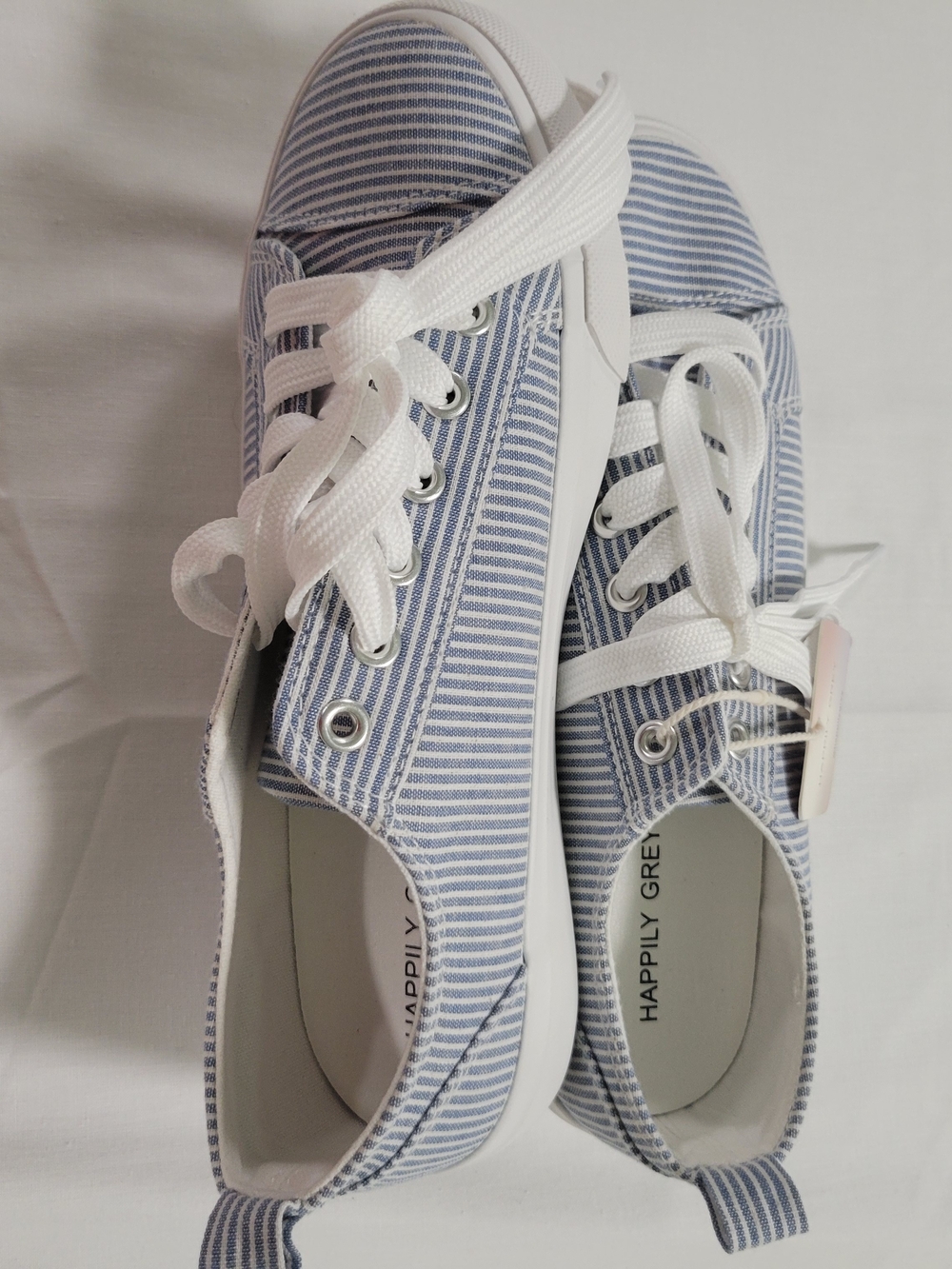 Happily Grey Yacht Sneaker Striped Sneakers Blue & White US 7